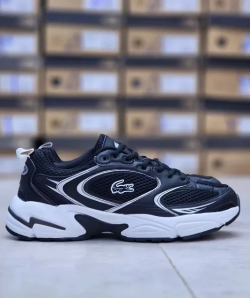کتونی رانینگ لاگوست استورم 96 مشکی سفید سایز 40 تا 45  LACOSTE Storm 96