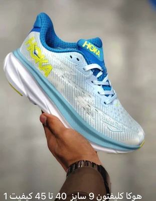 کتونی هوکا کلیفتون 9 سایز 40 تا 45 آبی سفید HOKA CLIFTON 9