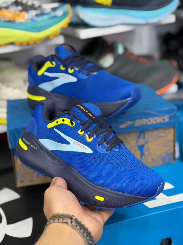 کتونی رانینگ بروکس گاست مکس سایز 36 تا 45 آبی کاربنی  BROOKS GHOST MAX