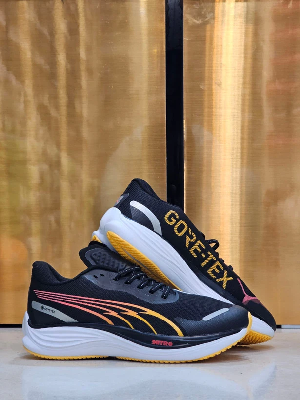 کتونی پوما ولوسیتی نیترو ۳ سایز 40 الی ۴۵ مشکی زرد نارنجی PUMA Velocity Nitro 3